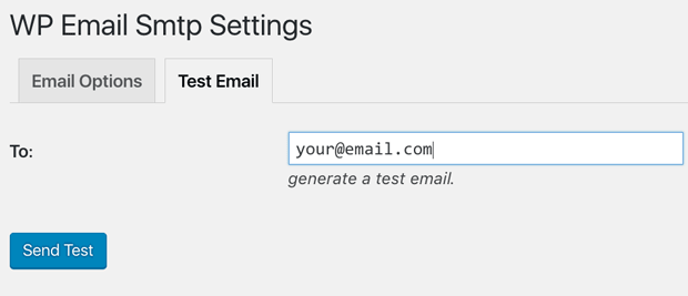 WP Email SMTP Test Settings